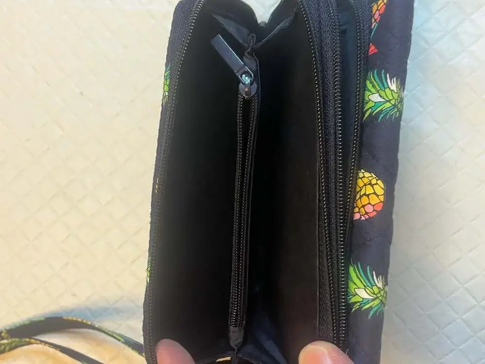 Vera Bradley Toucan Party RFID All in One Crossbody Bag pineapple pins colada